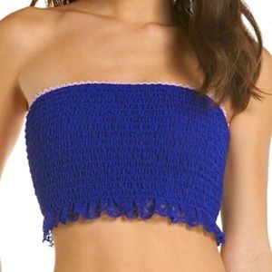 Free People Womens Callies Smocked OB789597 Top Slim Cobalt Blue Size XS